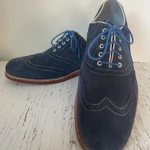 Johnston and Murphy Ellington Sheepskin 11.5 Blue Suede Derby Bowling Lace Up Johnston & Murphy Warner Plain Toe Navy Blue Tumbled Nubuck  main image 3